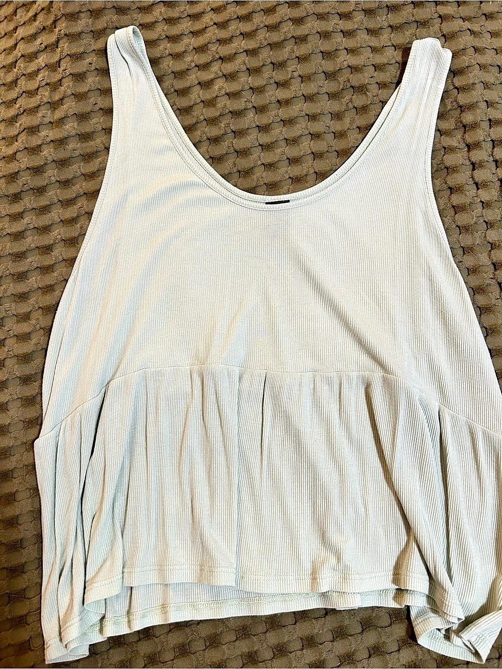 Ribbed Peplum Tank in White Like New
